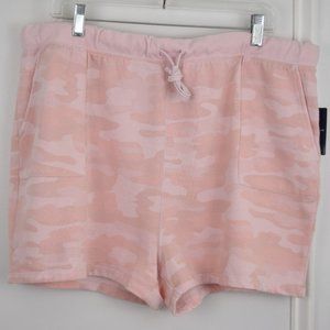 Lucky Camo Pull On Shorts Women XL Pink New Drawstring Elastic Waistband Lounge